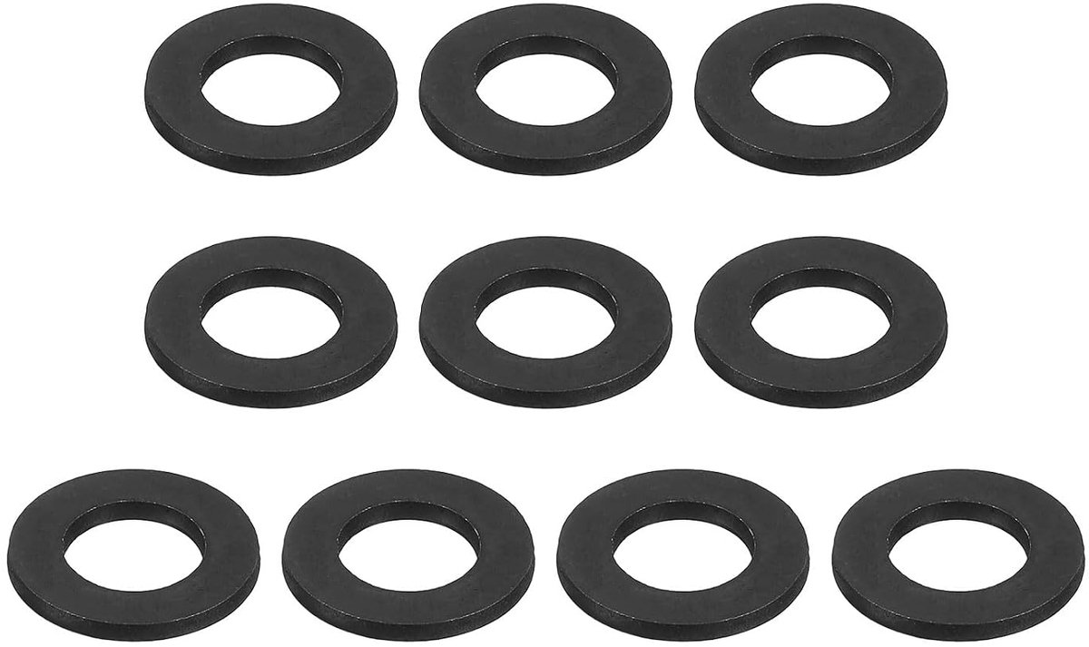 Platte sluitringen van koolstofstaal, geschikt voor M8-bouten, 30 stuks M8 x 16 x 1,5 mm gelegeerd staal klasse 8.8, zwart geoxideerd voor de mechanische industrie