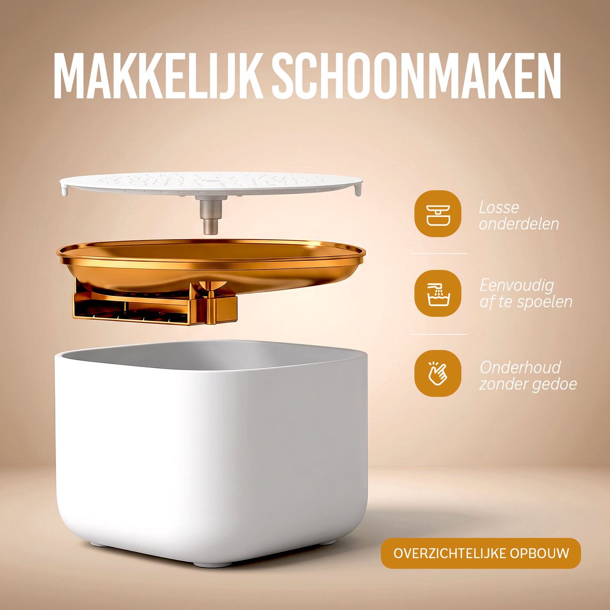 ZoeZo Drinkfontein Kat en Hond - Waterfontein - Kattenfontein - Waterdispenser - Waterbak - Automatisch - Met Filter - 3L - Fluisterstil - Wit en Goud thumbnail 3