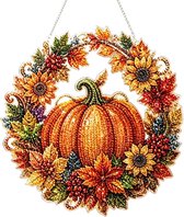 Casalora DIY Diamond Painting Pendentif de Fenêtre Citrouille – Kit de Décoration Suspendue en Acrylique 5D – Décoration d'Automne