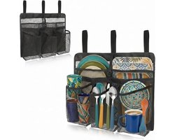 Opvouwbare afdruipzak Geschikt voor op de camping, een ruimtebesparend afdruiprek Geschikt voor camperkeukens, perfect Geschikt voor kamperen. Hierin kunt u borden, kopjes en bestek opbergen, zodat uw buitenkeuken netjes blijft.