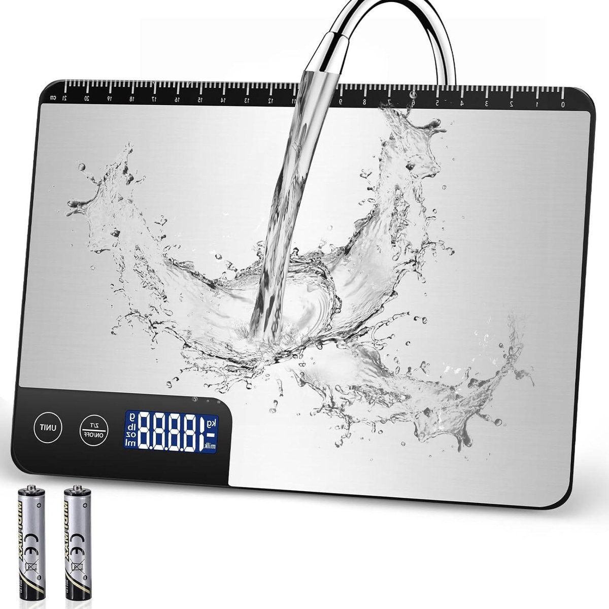 Digitale Keukenweegschaal - Voedselweegschaal Precisie - Koken en Bakken - Instelbare Uitschakeling - 15 kg Capaciteit - Zilver