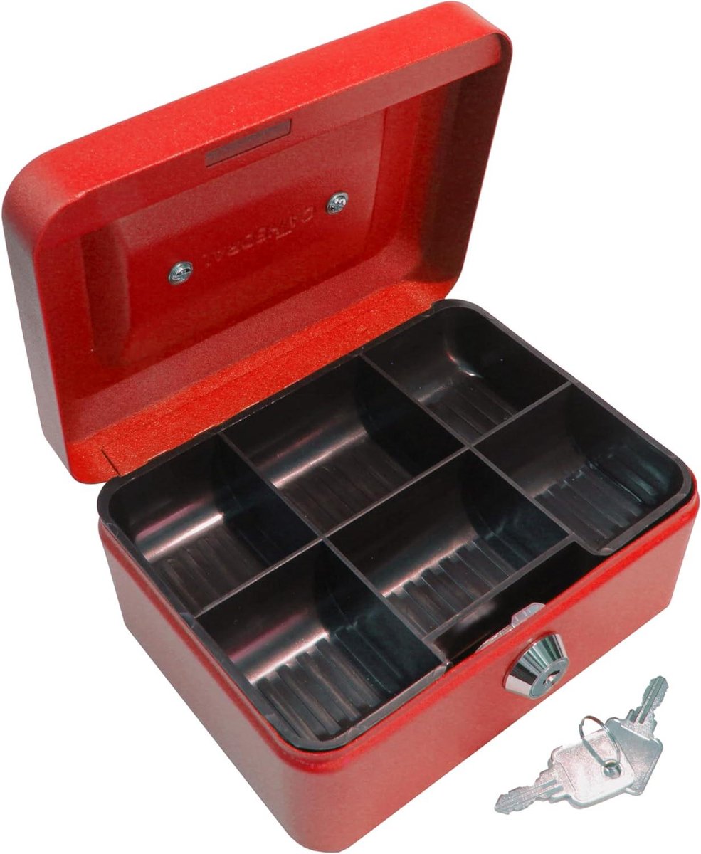 Geldcassette - Kleine kist - Veilig opbergen - Met muntgleuf - 153 cm - Rood