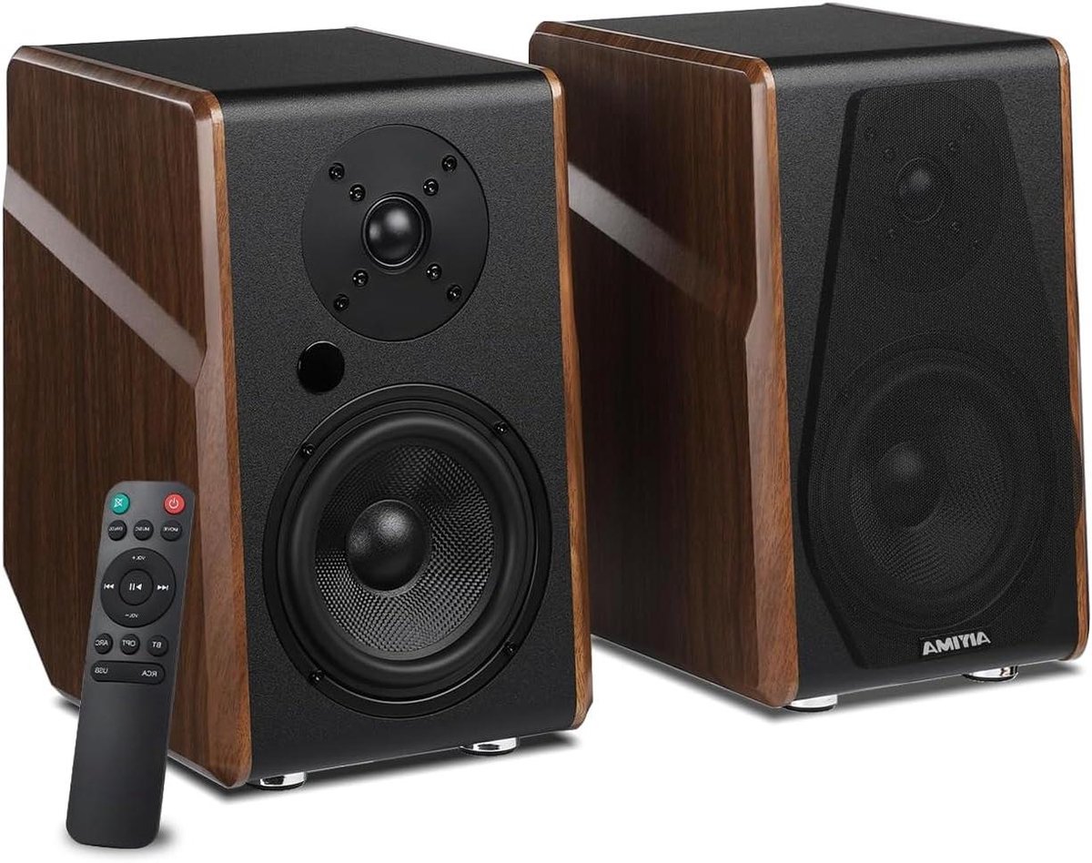 Actieve Boekenplank Luidsprekers - Hifi Systeem - Muziek Luisteren - Bluetooth 5.0 ARC - 525 Inch Woofer - Bruin