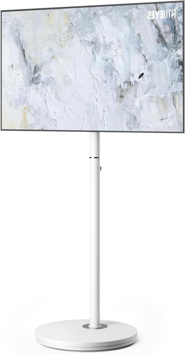 Verrijdbare TV Standaard - Mobiele TV standaard - TV Verplaatsen - In Hoogte Verstelbaar - 24-48 inch - Wit