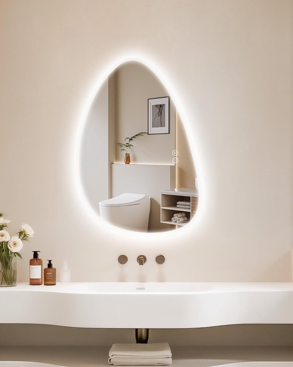 Badkamerspiegel 550mmx800mm - asymmetrisch - led-verlichting met Smart Touch - anti-mist functie - ShopVlot