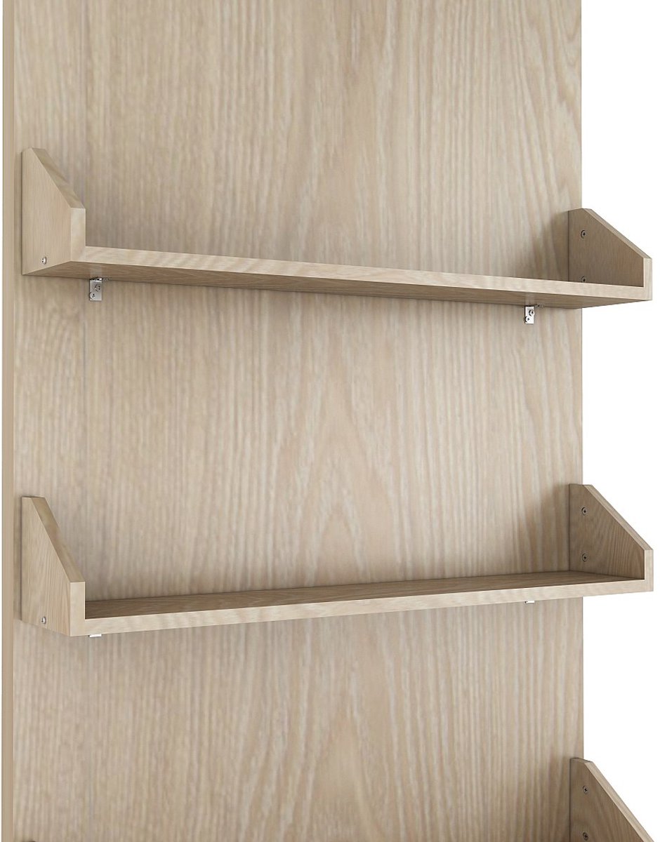 Vente-unique Schuifdeur in hout en MDF met schappen en verborgen rail - Natuurlijk licht - 93 x 210 cm KAZORI