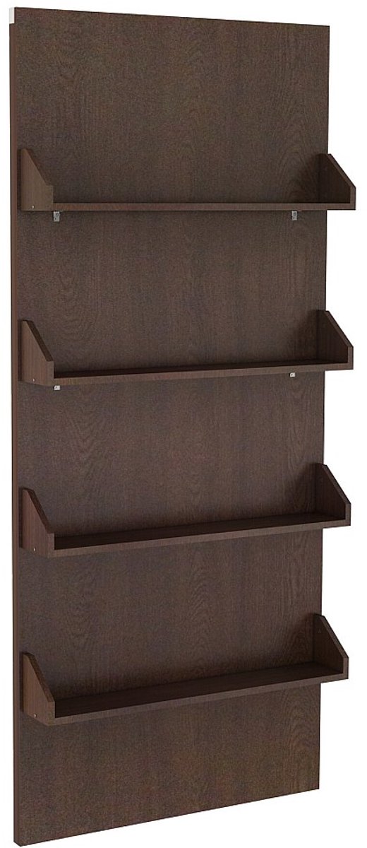 Vente-unique Schuifdeur in hout en MDF met planken en verborgen rail - Natuurlijk donker - 93 x 210 cm KAZORI