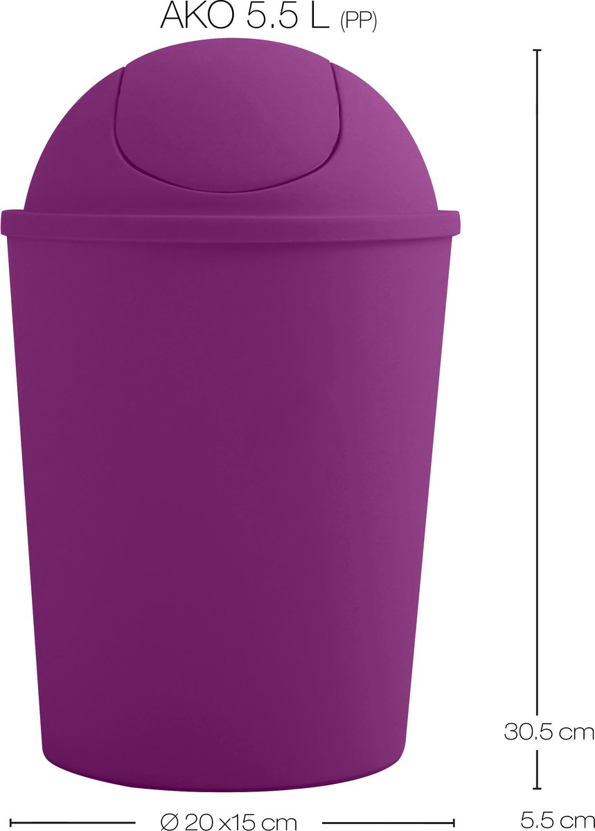 MSV Afvalemmer met Kanteldeksel – Prullenbak voor Badkamer, Toilet en Keuken – Modern Design uit de AKO Collectie
