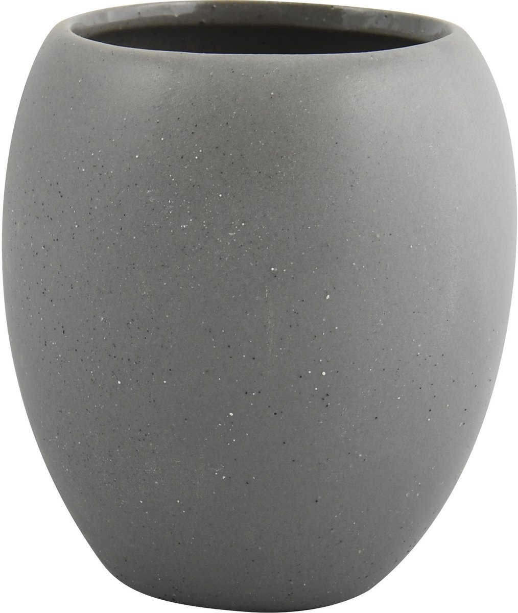 MSV Tandenborstelhouder Keramiek - Bali Serie - Badkamer Accessoires Borstelhouder Beker Grijs - 9 x 10,5 cm