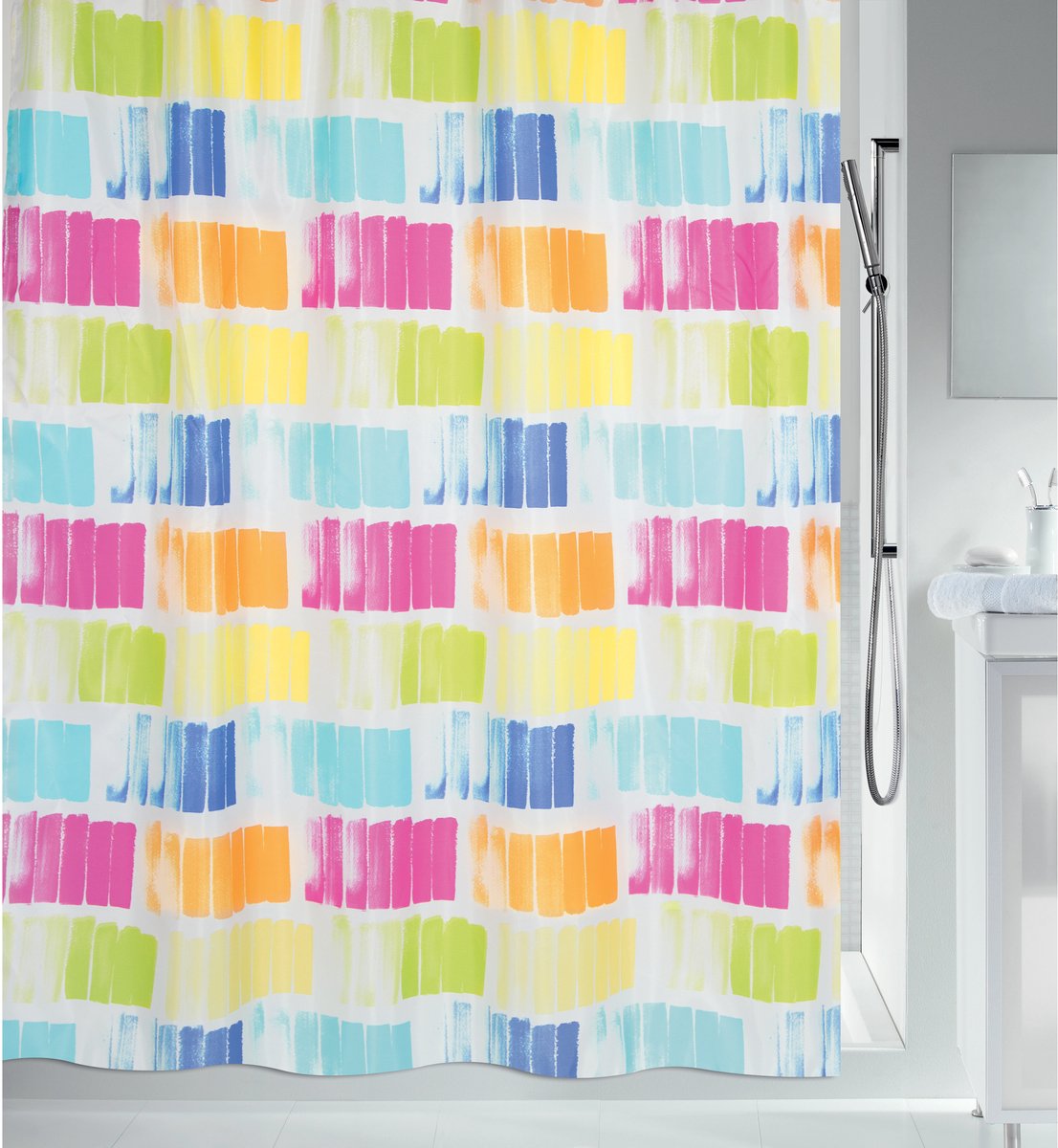 Spirella Douchegordijn Polyester – Anti-Schimmel Douchegordijn – Waterdicht Douchegordijn voor de Badkamer