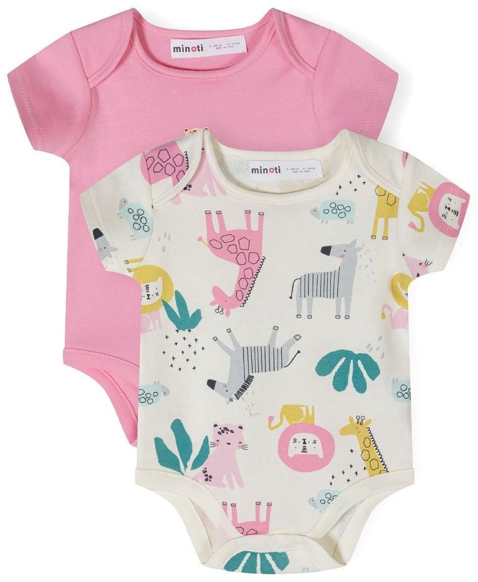 Minoti rompertje meisjes 2-pack safari dierenprint - 100% katoen