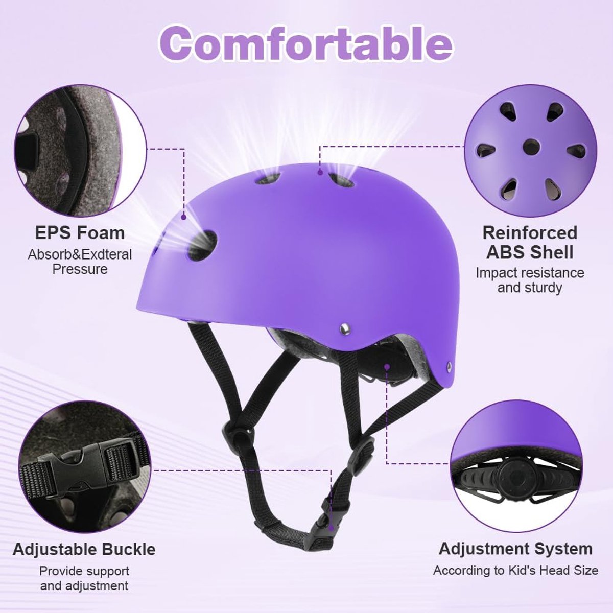 flintronic Kniebeschermers voor kinderen, elleboogbeschermers, polsbeschermers, 6-in-1 beschermende uitrustingset, comfortabele en eenvoudig te installeren scooter, skateboard, fiets