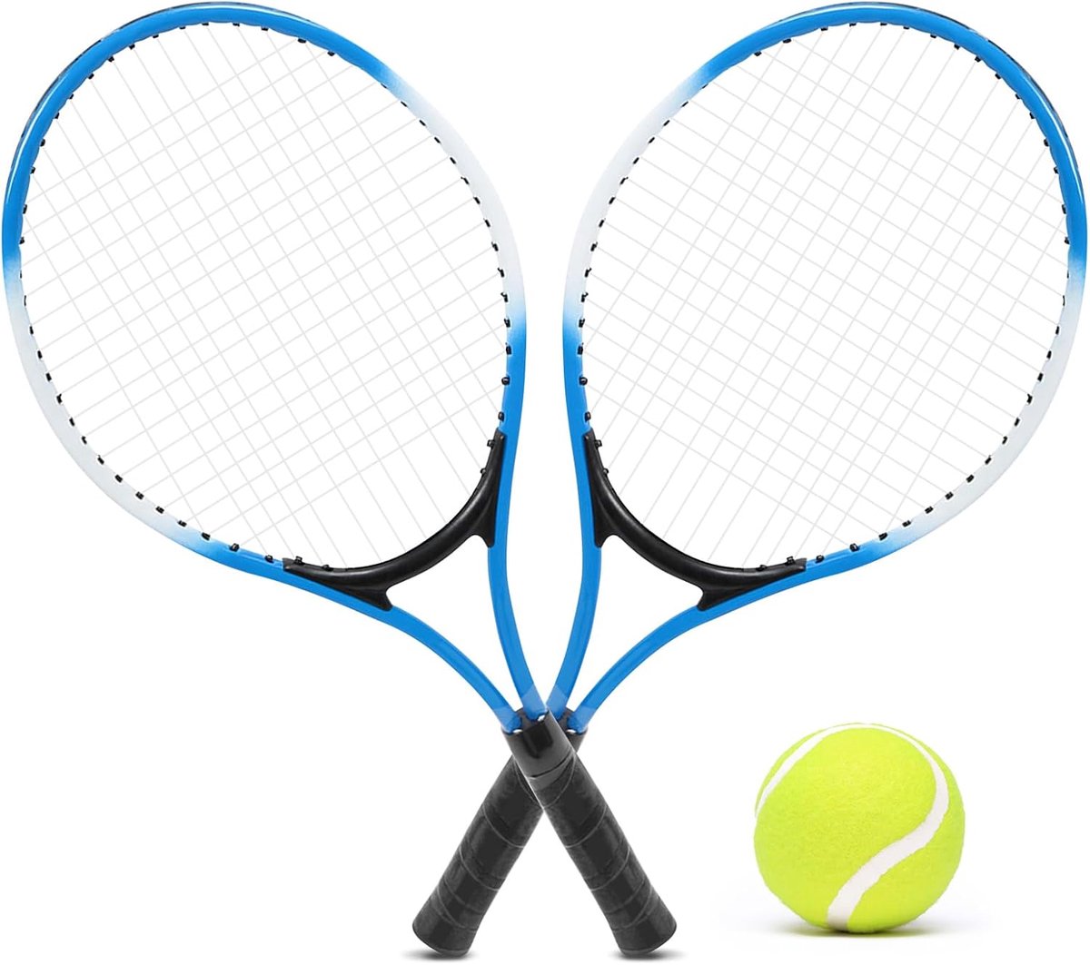 Rackets set voor kinderen met tennisbal en draagtas, 2 x rackets, beachtennis set cadeauset outdoor indoor sport, oefenrackets voor beginners en recreatieve spelers (Blauw)