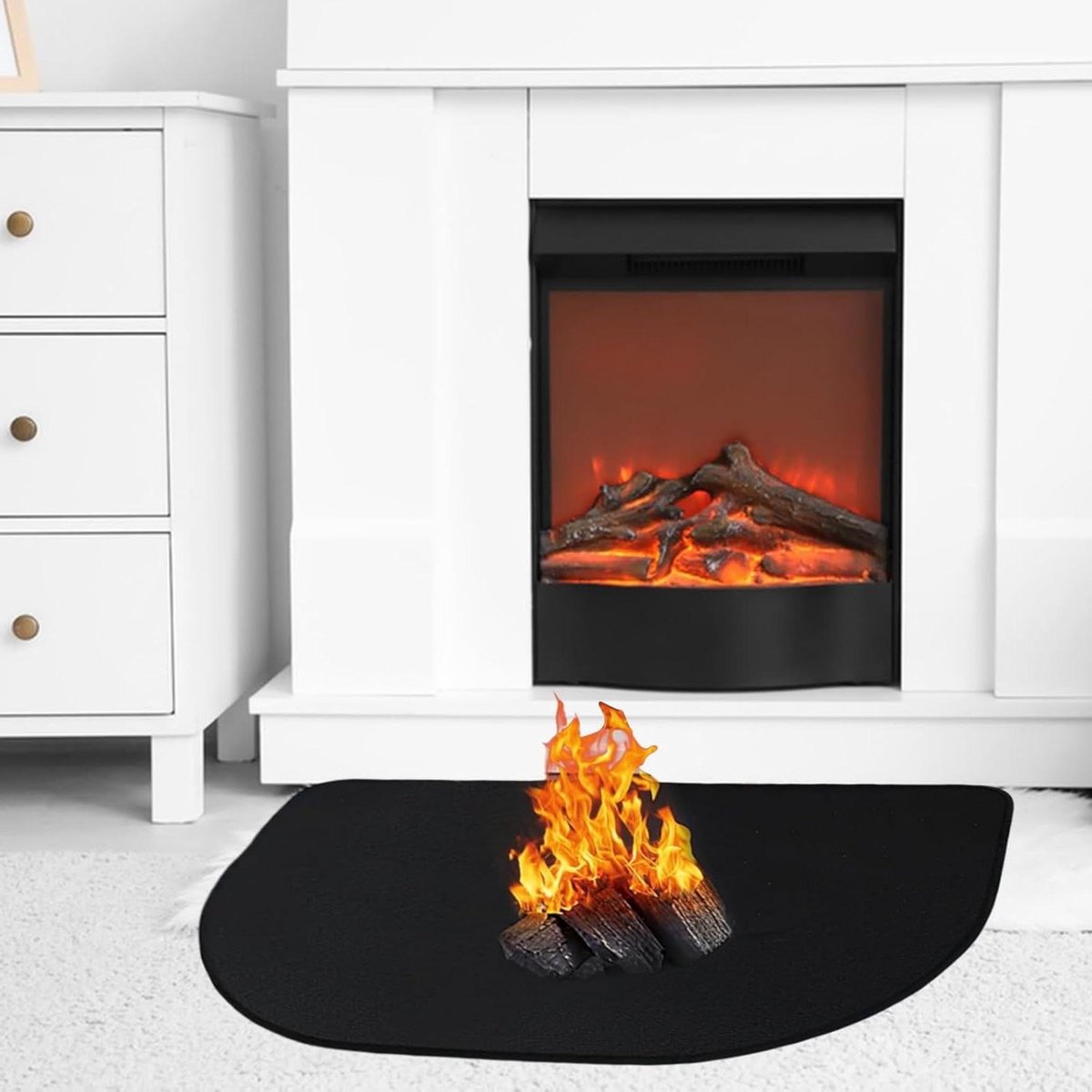 Brandwerende Mat - Vloerbescherming - Open Haard Veiligheid - Hittebestendig Glasvezel - 80 x 50 cm - Zwart