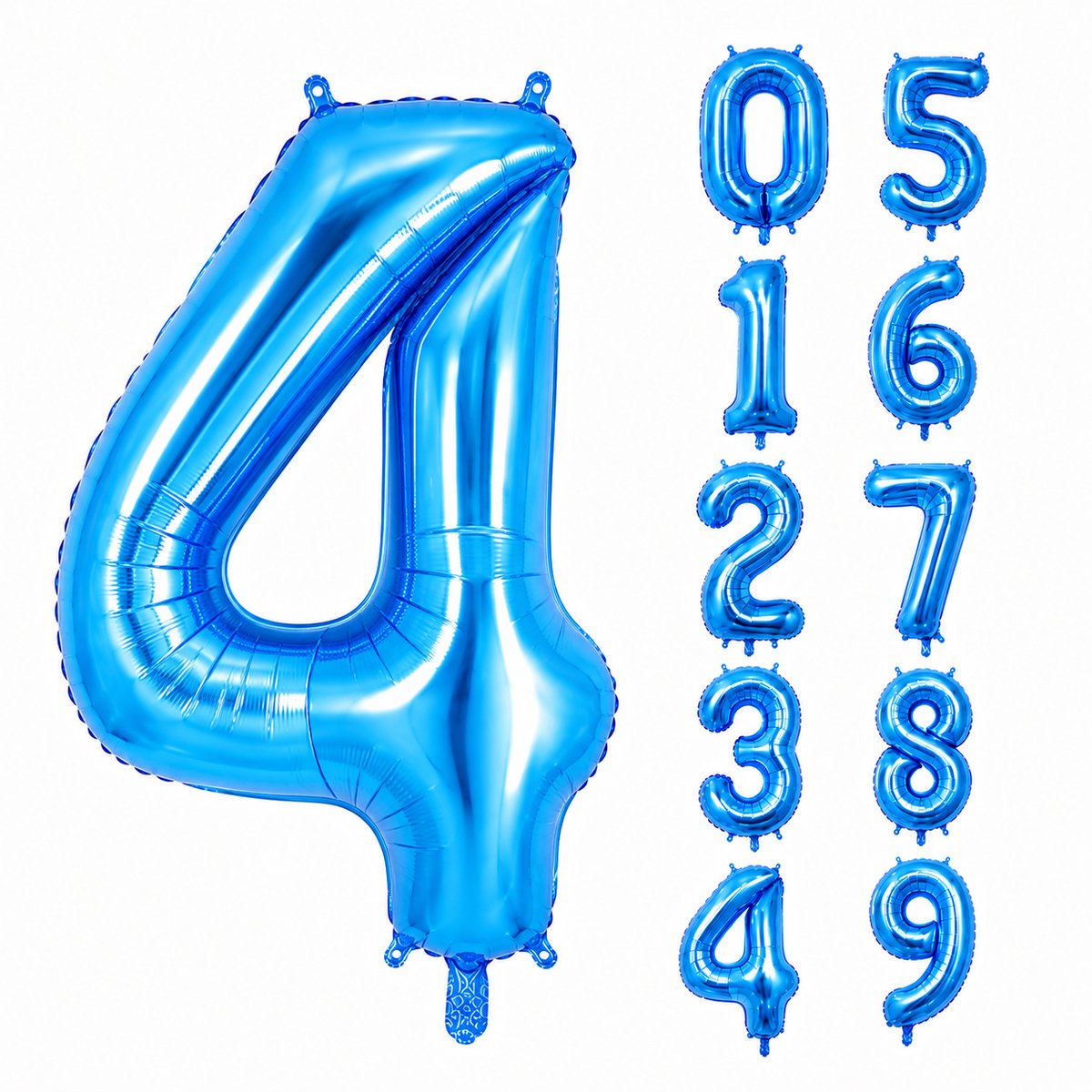 Fienosa Blauw Metallic Cijfer 4 Ballon 101 CM - Nummer 4 - Cijferballon - XL Groot - Helium Ballon - Verjaardag Ballon - Feestversiering - Verjaardag - Leeftijd - Getal