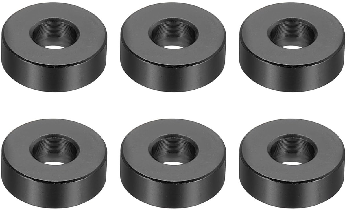M6 Aluminium Afstandshulzen, 6 Stuks Metalen Afstandshulzen Aluminium 6,2mm ID x 15mm OD x 5mm L Aluminium Afstandshulzen Schroef Onderstel Rond voor 1/4" of M6 Schroef Bouten, Zwart