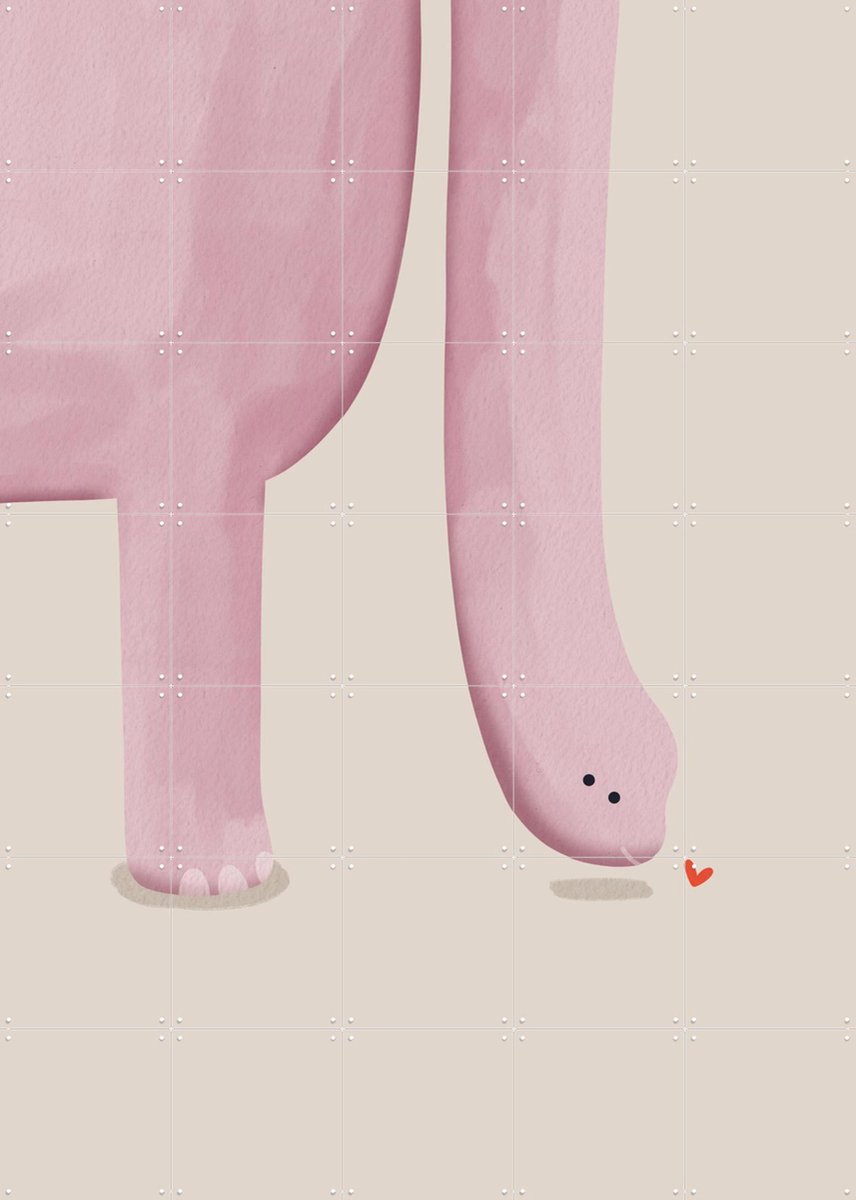 IXXI Dino Roze, Alijt - 100 x 140 cm - Gratis ophangtool - Grote wanddecoratie en posters - Illustraties, Fantasierijk, Cartoonesk, Modern, Speels