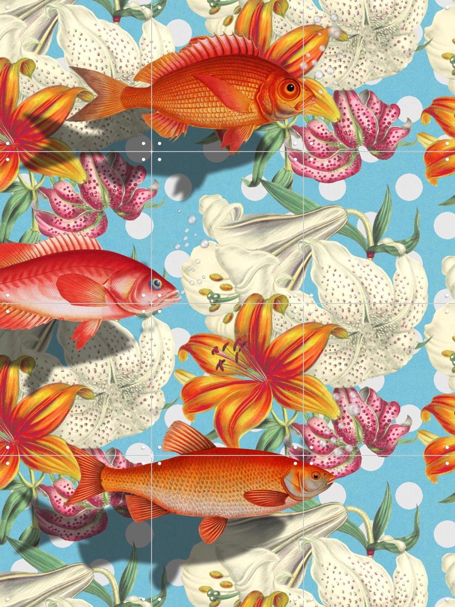 IXXI About Fish in Unexpected Places, Marja van den Hurk - 60 x 80 cm - Gratis ophangtool - Grote wanddecoratie en posters - Digitale Kunst