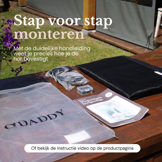 O'DADDY® Deurgordijn Deluxe FIBER - Magnetisch Vliegengordijn - Voor Nieuwbouw en Standaard Deuren - Eenvoudige Installatie - Deurhor Zwart - 100x240 cm