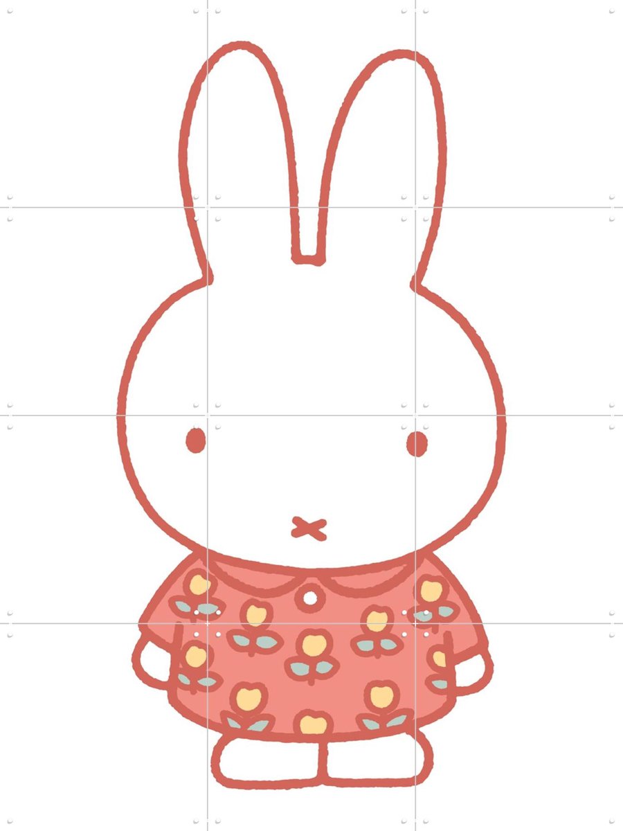 IXXI Nijntje met Tulpenjurk, Nijntje - 60 x 80 cm - Gratis ophangtool - Grote wanddecoratie en posters - Illustraties, Cartoonesk, Kinderkamer