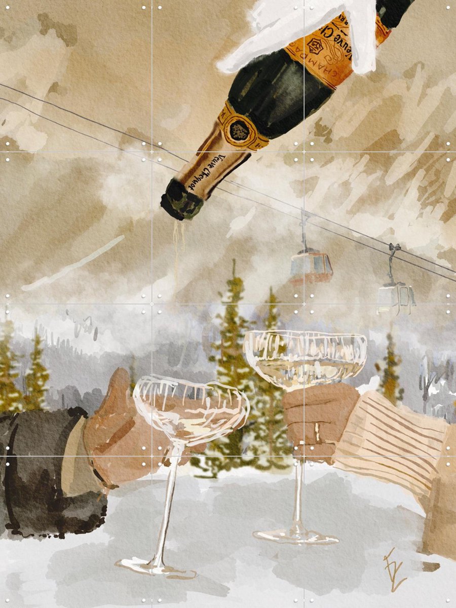 IXXI Winter Champagne, Ekaterina Zagorska - 60 x 80 cm - Gratis ophangtool - Grote wanddecoratie en posters - Schilderijen, Kwaststreken, Woonkamer