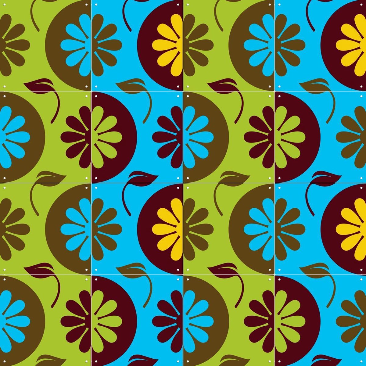 IXXI Floral DNA Pattern 2, Alejandro B. Canoy - 80 x 80 cm - Gratis ophangtool - Grote wanddecoratie en posters - Retro, Kleurrijk, Woonkamer, Trap
