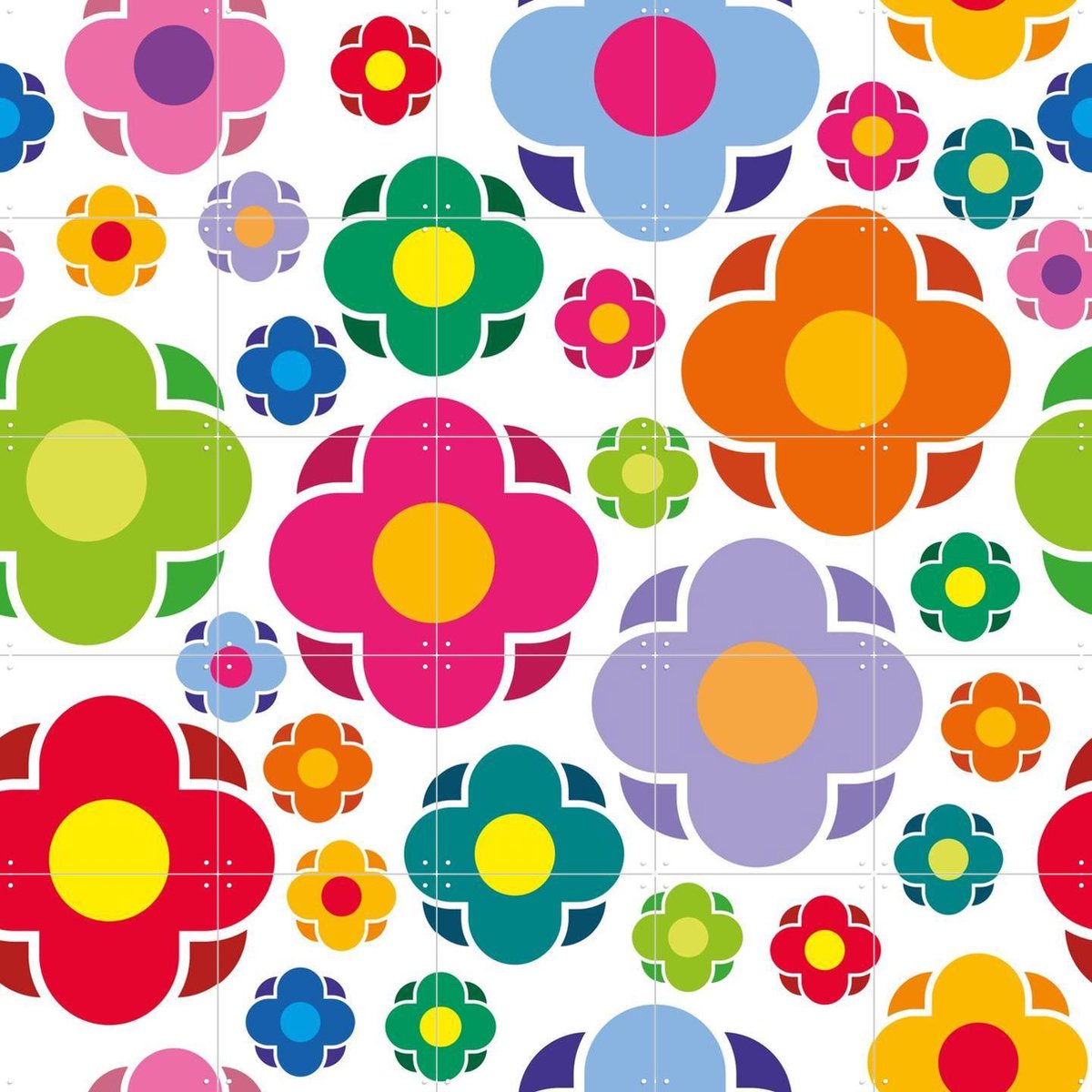 IXXI Florence, Markus Laible - 100 x 100 cm - Gratis ophangtool - Grote wanddecoratie en posters - Kleurrijk, Speels, Geometrische Kunst, Kinderkamer