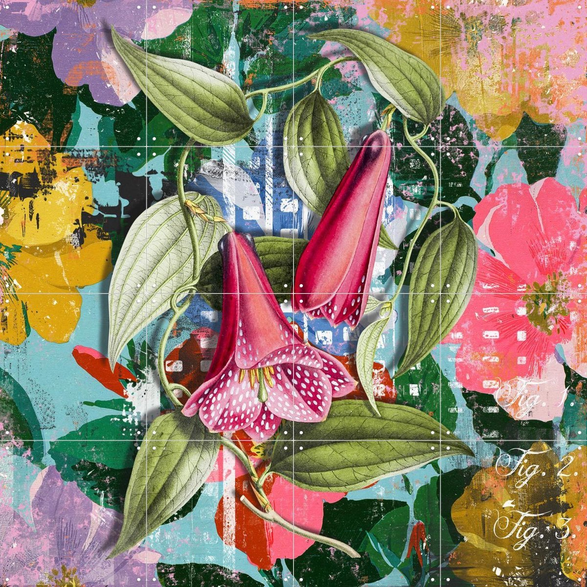 IXXI Colourful Nature, Marja van den Hurk - 80 x 80 cm - Gratis ophangtool - Grote wanddecoratie en posters - Kleurrijk, Gemengde Technieken, Gang