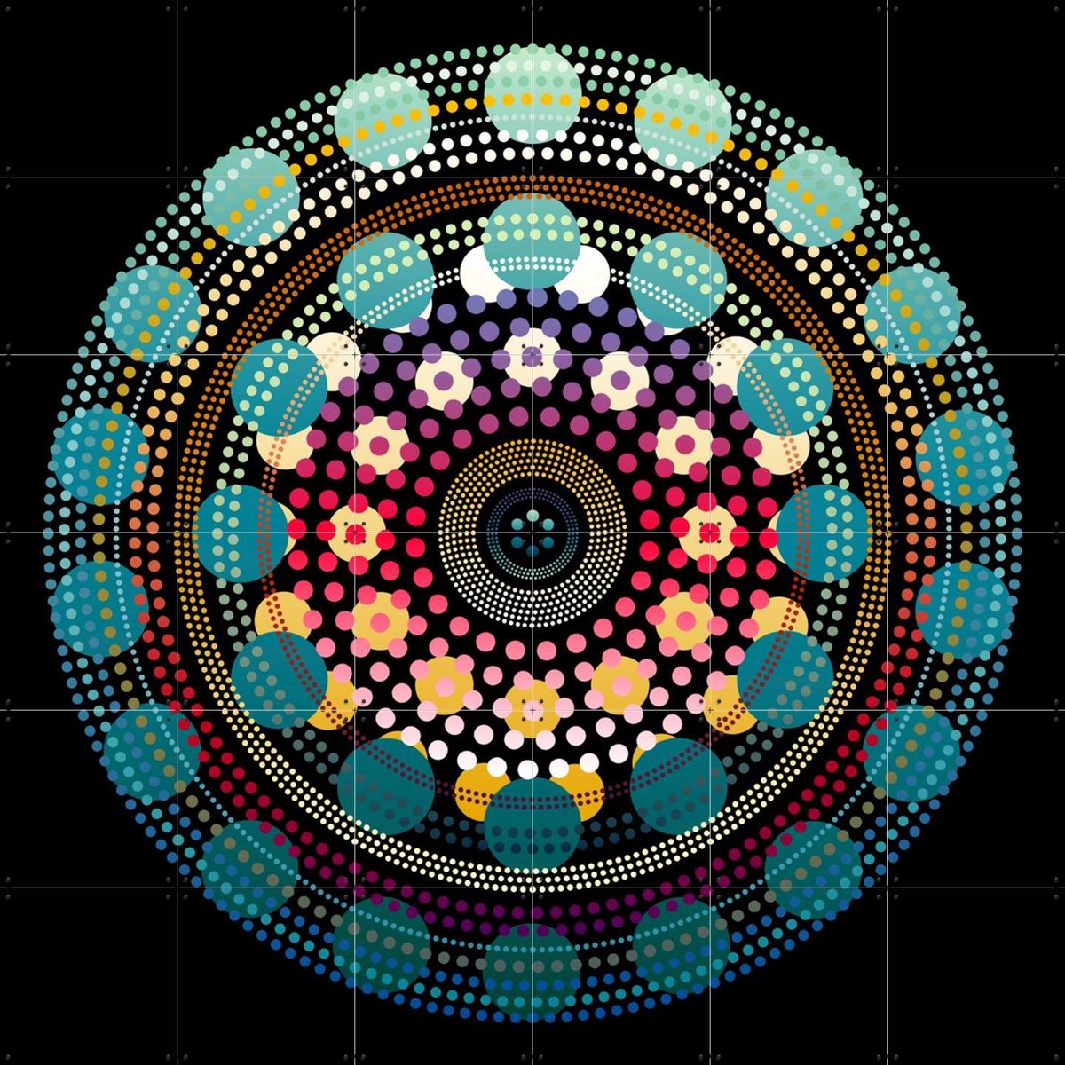 IXXI Mediterraneo Teal, Angelo Cerantola - 120 x 120 cm - Gratis ophangtool - Grote wanddecoratie en posters - Modern, Abstract, Kleurrijk