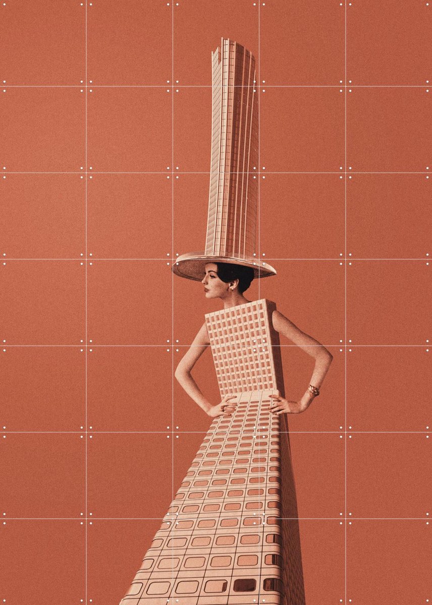 IXXI City Girl, Maarten Léon - 100 x 140 cm - Gratis ophangtool - Grote wanddecoratie en posters - Surrealisme, Speels, Modern, Trap, Woonkamer, Gang