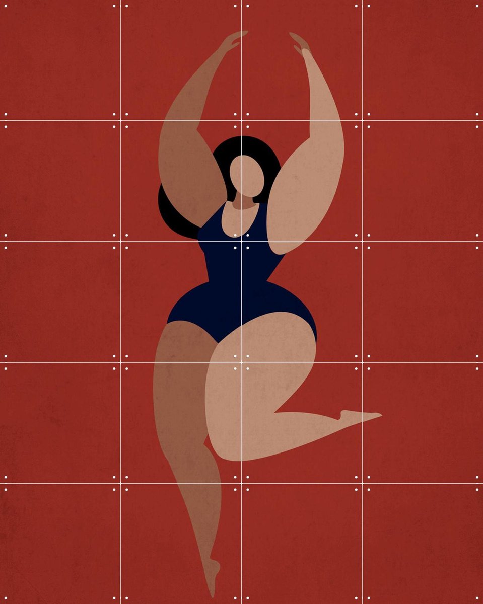 IXXI Prima Ballerina, Kubistika - 80 x 100 cm - Gratis ophangtool - Grote wanddecoratie en posters - Abstract, Speels, Fantasierijk, Modern