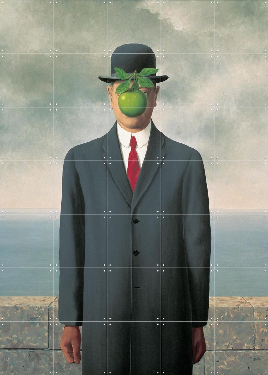IXXI Le Fils de l'homme (1964), Magritte & Standaard Uitgeverij - 100 x 140 cm - Gratis ophangtool - Grote wanddecoratie en posters - Olieverf