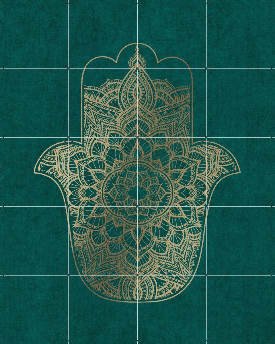 IXXI Boho Fatma Lucky Hand, Bloomery Decor - 80 x 100 cm - Gratis ophangtool - Grote wanddecoratie en posters - Geometrische Kunst, Ornamenteel