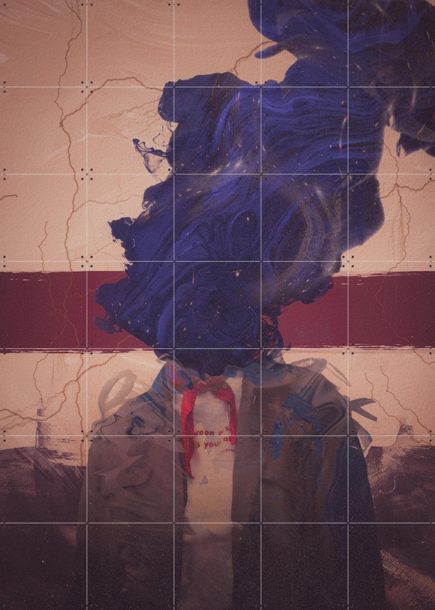 IXXI Painted Face, Vineet Suresh - 100 x 140 cm - Gratis ophangtool - Grote wanddecoratie en posters - Modern, Surrealisme, Abstract, Collage
