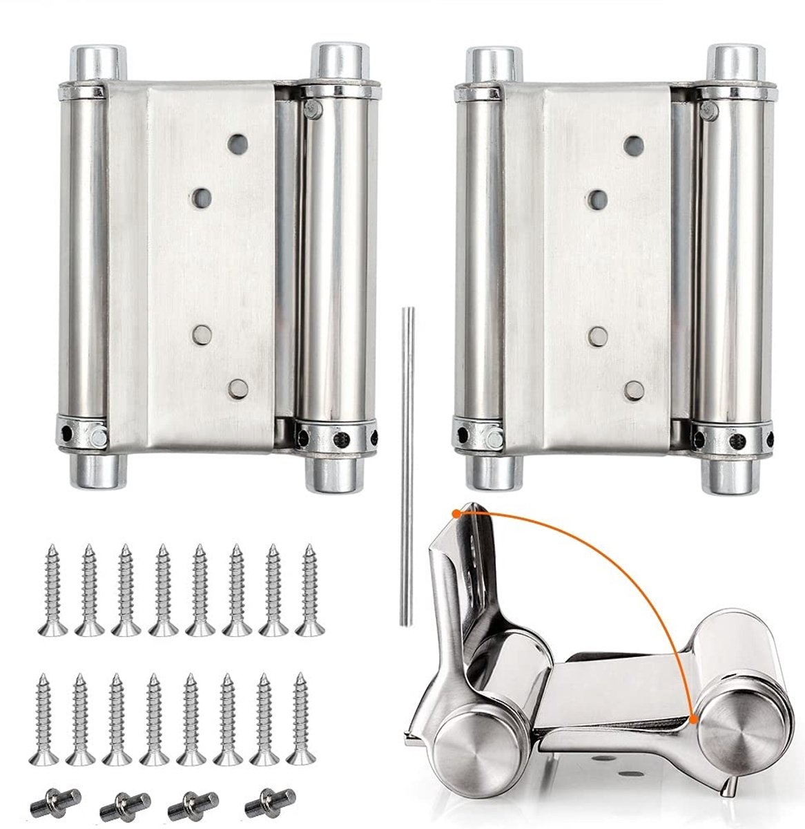 klapdeurscharnier, roestvrij staal, Double Action veerscharnier, deurband, scharnier voor salon, café, bar, toonbank, kanteldeuren, 7,5 cm, 2 stuks