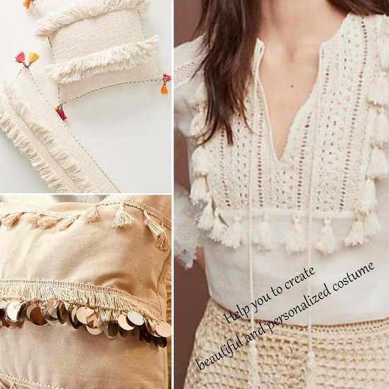 10 Yards Zwart 30Mm Katoen Kwastje Stof Fringe Trim Voor Naaien Quilten Kleding Accessoires Lamp Schaduw Gordijn Woondecoratie — afbeelding 4