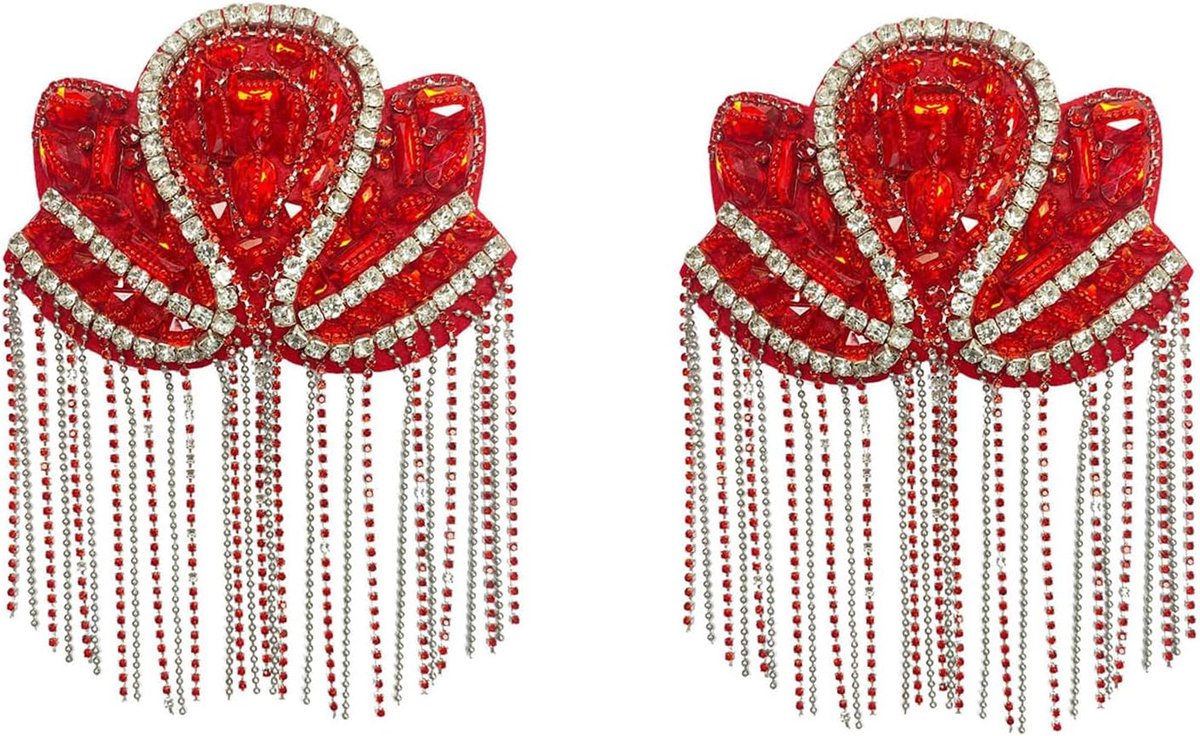 2 Stukken Metalen Punk Epauletten, Epauletten Uniformdecoratie, met kwastjesketting, voor Mannen Militair, Kostuumfeest, Halloween-Cosplay, Toneelvoorstelling, Bardisco.