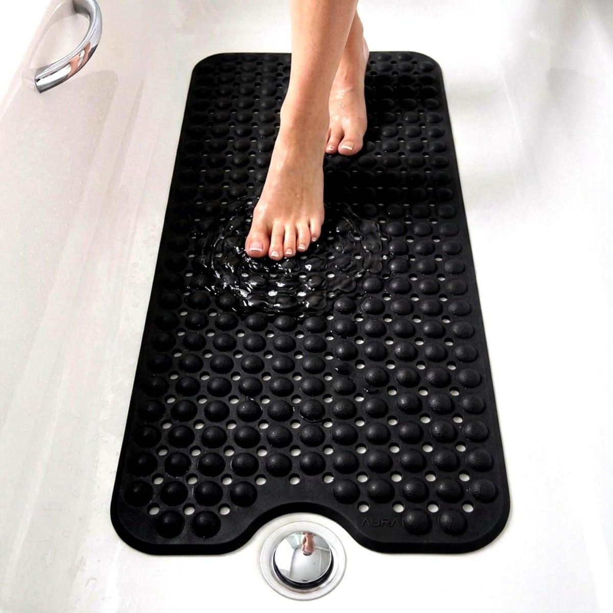 edihome, Antislip badmat, 53 x 53 cm, douchemat, bubbels met zuignap, BPA-vrij, antibacterieel, schimmelbestendig, machinewasbaar, gezinsveiligheid (Donkergrijs, 100x40 cm)