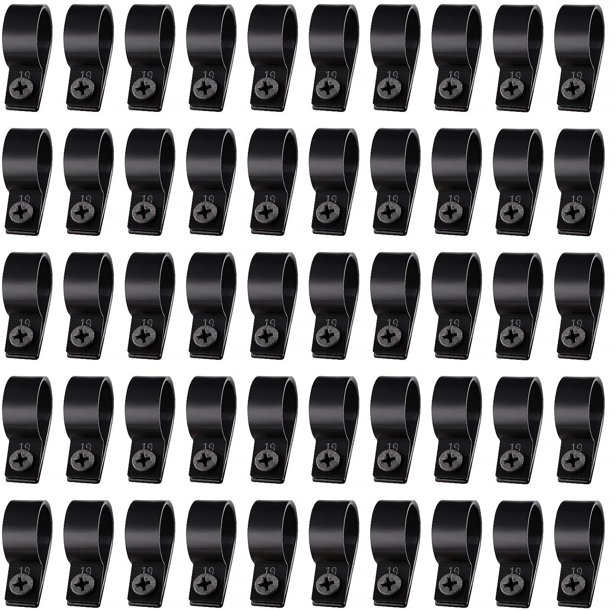 50 Stuks 19mm (3/4 Inch) Nylon R-Type Kabelklem, Kabelklem Draadklem met 50 Stuks Schroeven, voor Draadbeheer (Zwart)