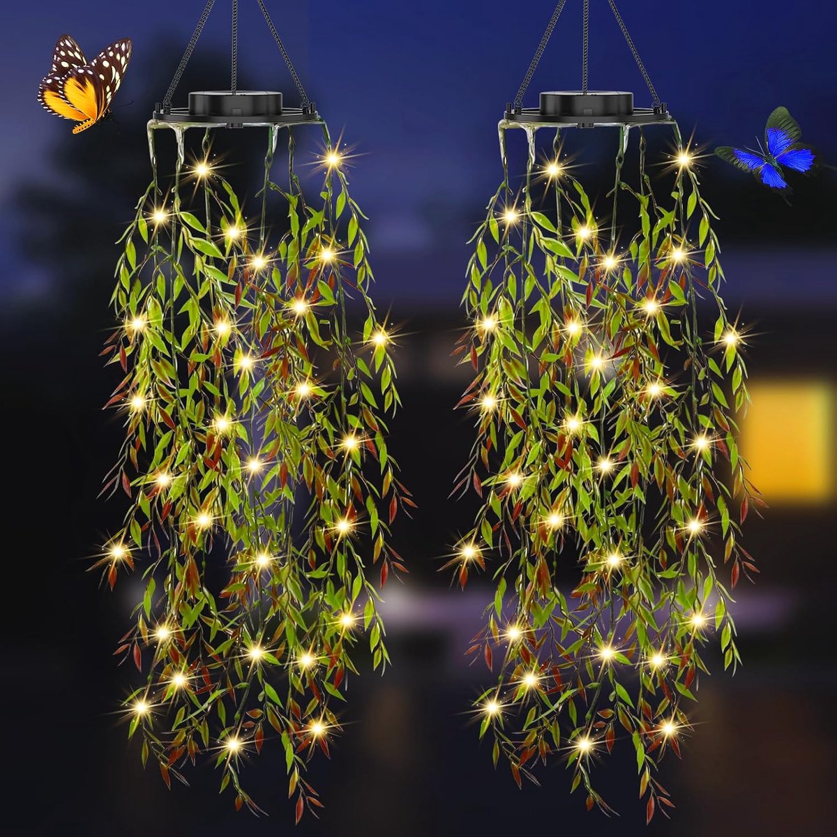 Hangende Kunstplant met Slingerlicht - IP65 Waterdicht - voor Kerst, Feesten, Bruiloften, Tuin - 2 Stuks