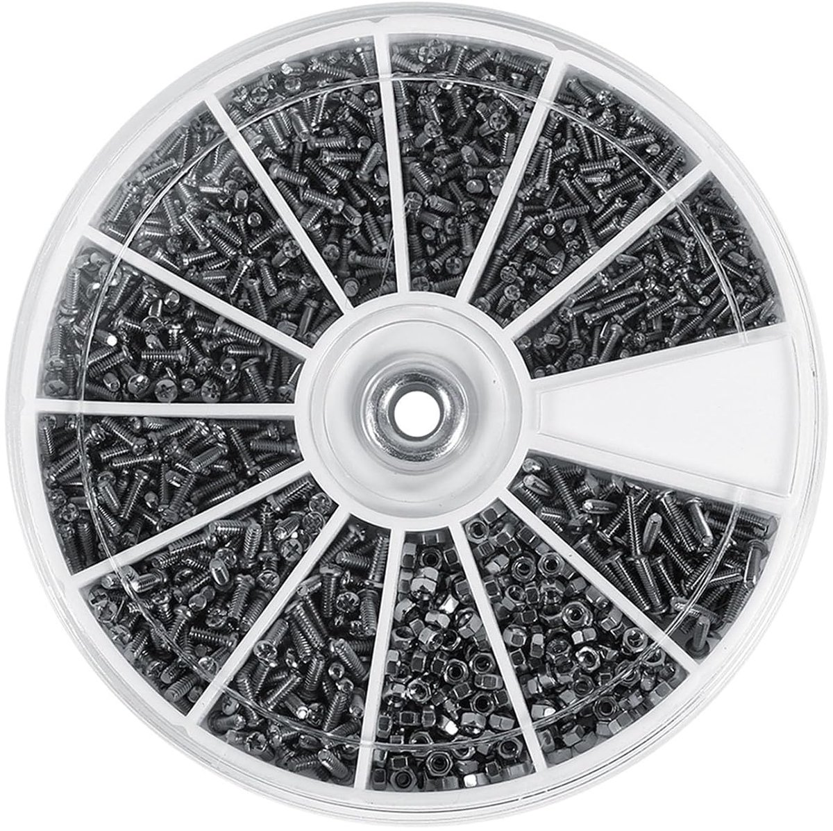 600 Stuks e Schroeven Moeren Assortiment Kit Bevestigingsmiddelen Bouten en Ringen 12 Soorten M1 M1.2 .4 .6 Roestvrijstalen Hardware met Plastic Doos voor Horloge