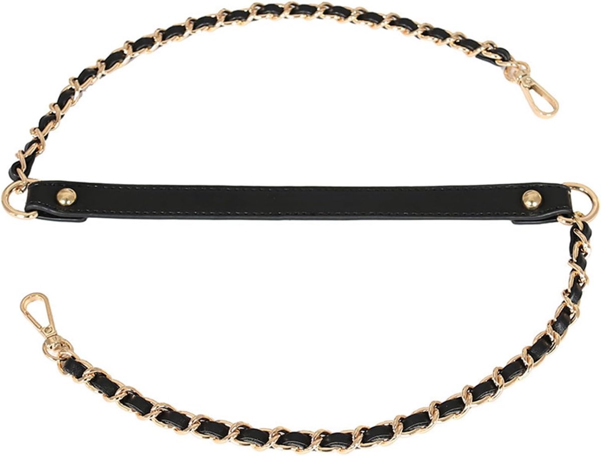 2 stuks kettingriemen metaal leer, riem ketting draagriem, schouderriem vervangende ketting, metalen ketting vervangende ketting, platte kettingriem voor dames handtassen schoudertas portemonnee