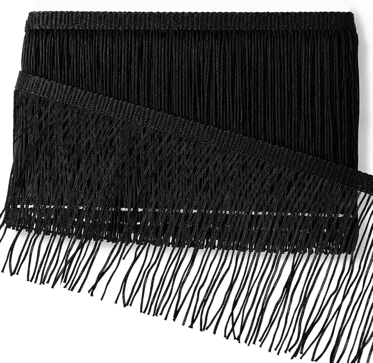 Trim voor naaien, 4,57 meter zwarte franjes, 10 cm breed, decoratieve franjes voor kleding, doe-het-zelf projecten, Latijnse trouwjurk, lampenkap en woondecoratie