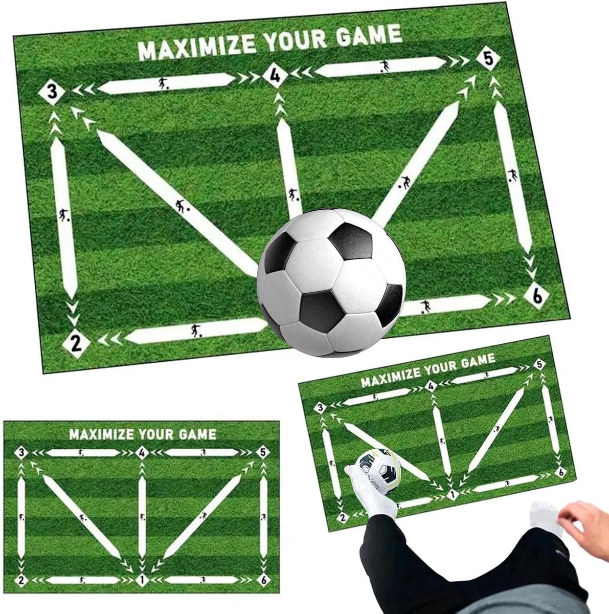 training mat 60 x 90 cm - Dribbelmat, voetbalmat voor balcontrole, oefenmat met antislip - Verbeter je soccer skills