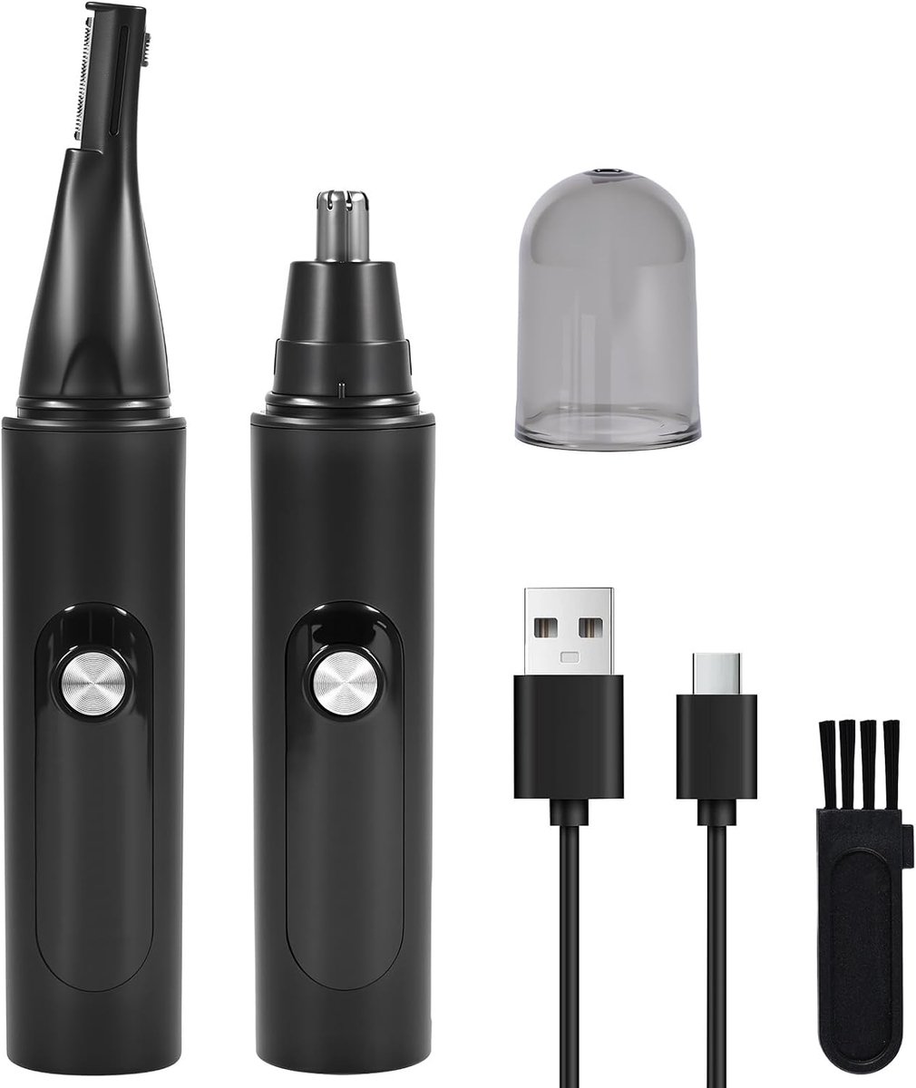 2-in-1 neushaartrimmer voor dames en heren | Neus- en oorhaartrimmer voor heren, USB-neushaarverwijderaar, 6500 rpm, neushaartrimmer voor het verwijderen van neushaar