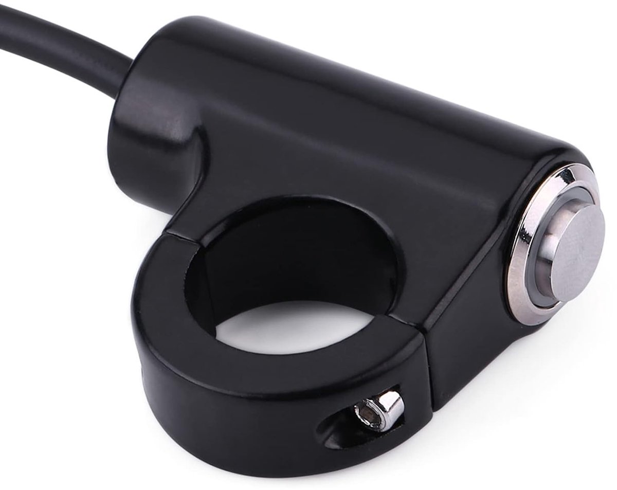 Motorfiets Stuur Schakelaar, 22mm Motorfiets Stuur Mount Schakelaar Drukknop Koplamp Brake Mistlampen AAN/UIT Blue Ray Versie (Type B zelfborgende knop met licht)