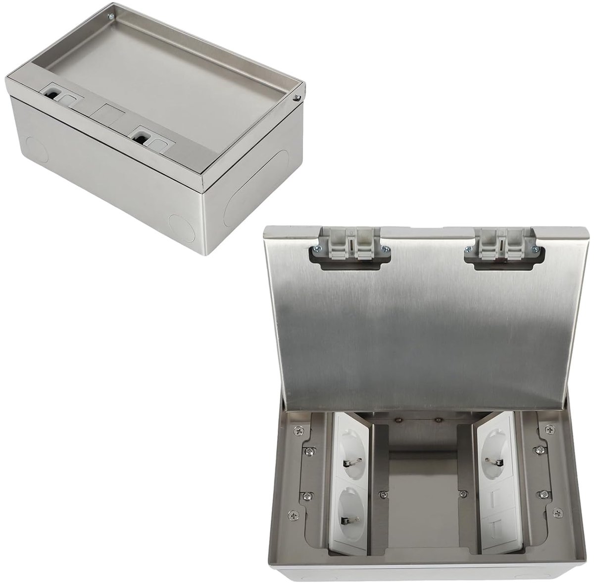 vloerstopcontact, roestvrij stalen inbouwstopcontact, waterdichte vloerinbouwdoos met 3AC + 2 RJ45 voor keuken, woonkamer, kantoor, inschuifbare bodemtank (3AC)