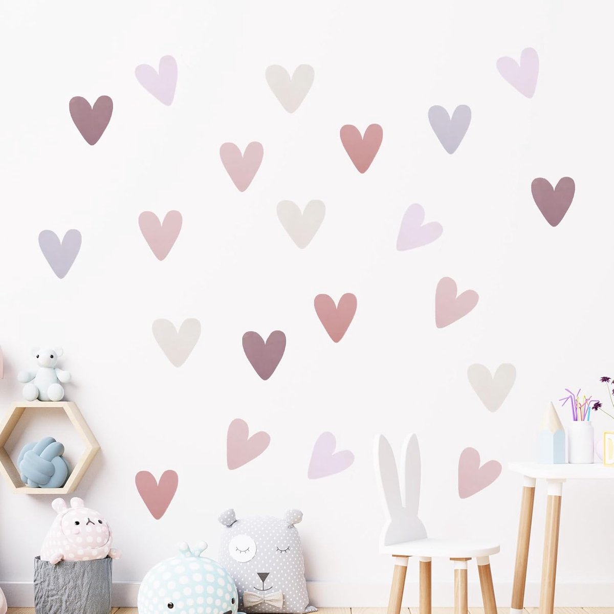 Muurstickers kinderkamer stickers boho harten muursticker voor muren, meubels, deuren etc. PVC-materiaal, kaki, groen, bruin, grijs, hartvorm, mat, binnen, muursticker