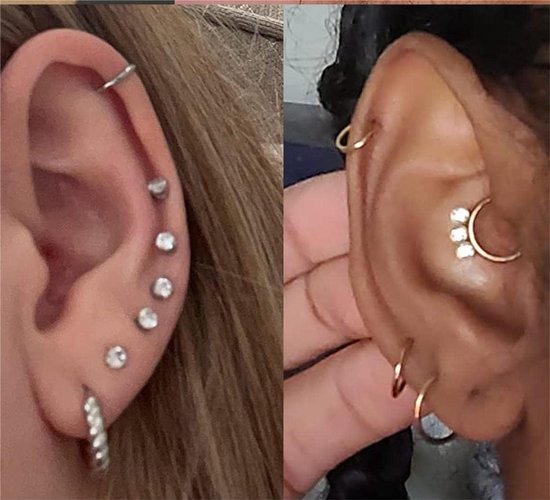 Studs: veelzijdige collectie modieuze piercings van roestvrij staal voor neus, septum, lip, tragus, oorstekers, helix, daith en lichaamspiercings voor vrouwen — afbeelding 2