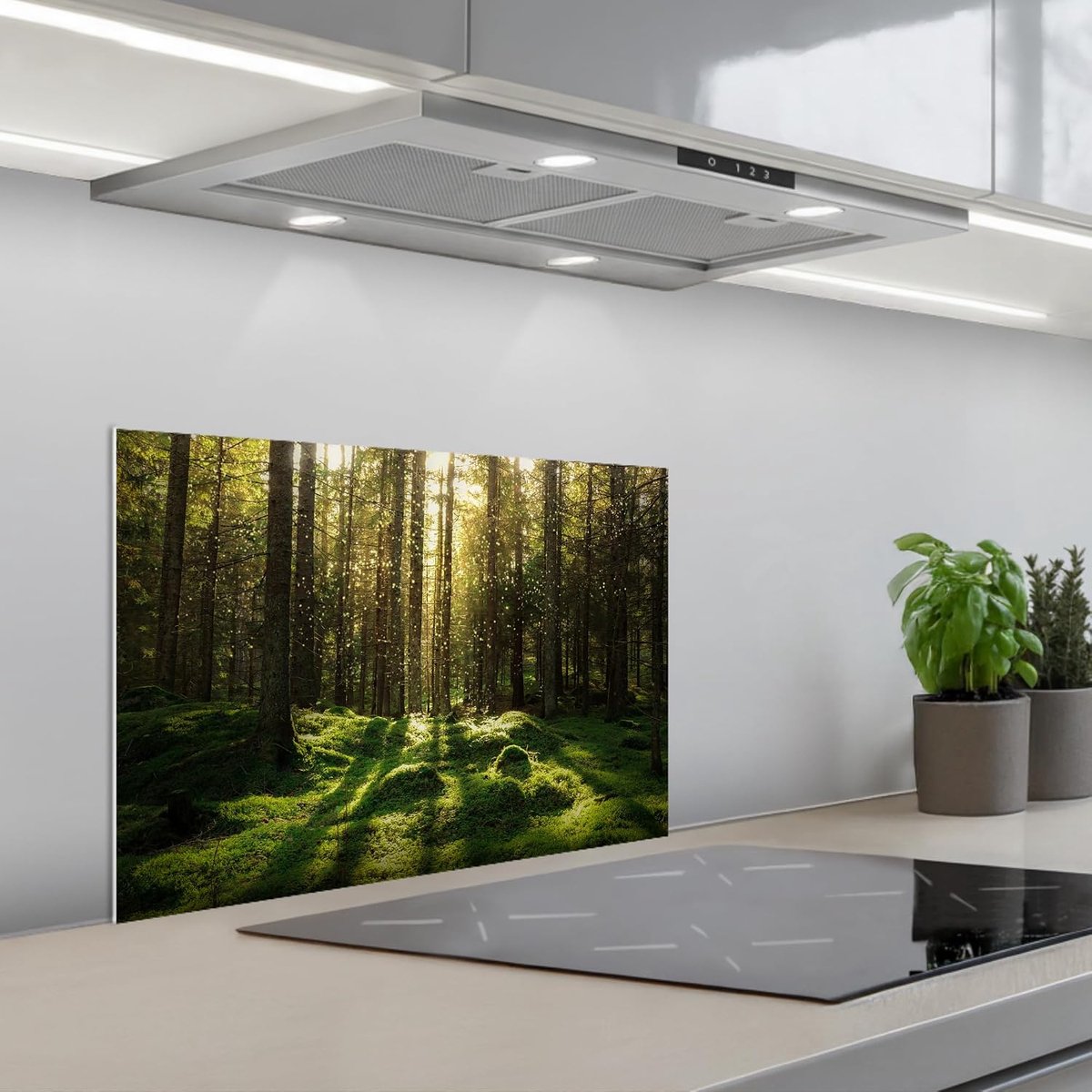 keukenachterwand 40x60 cm zelfklevend keuken decoratie accessories home kitchen spatscherm Bomen - Bos - Mos - Planten - Zon - Natuur